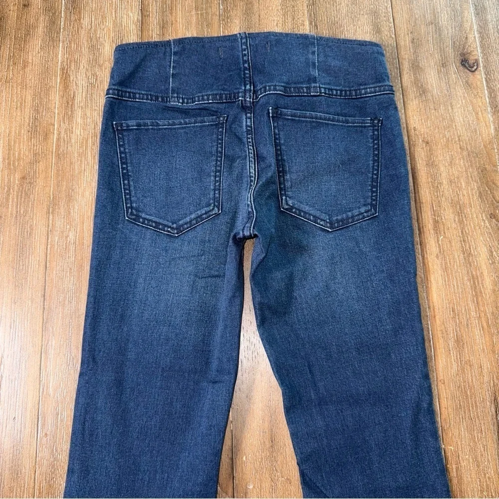WE THE FREE Penny Pull-On Flare Jeans Dark Blue Boho low Ris Retro